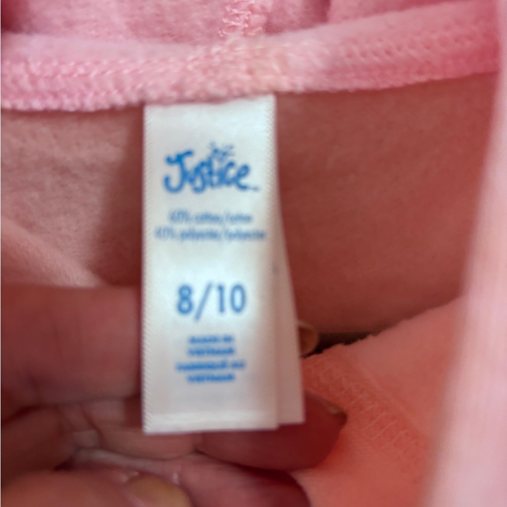 Justice Light Pink SweatshiHoodie with Love Justice sparkling Graphic girls 8-10 - Picture 6 of 10